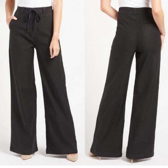 Hudson Jeans Pants - 🌈 HUDSON Black Wide Leg Flare Linen Pants High Rise Size 30/10